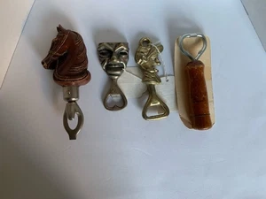 VINTAGE FLASCHENÖFFNER 4 STÜCK - DRAKE ÖLQUELLE, ANDY CAPP, DRAMA MASKE & PFERD  - Bild 1 von 7