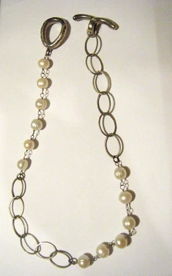 Collar de perlas barrocas con eslabones grandes y bandas de plata de ley de 20" de gran tamaño Foto 1 de 4