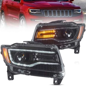 Pair LED Projector Headlights For 2011 2012 2013 Jeep Grand Cherokee w/Animation - Picture 1 of 18