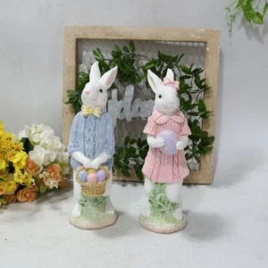 Resin Rabbit Holding Egg Statue Bunny Figurine Desktop Ornaments Bedroom Modern - Picture 1 of 7