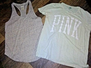  Victoria's secret PINK ~ LARGE ~  lot of 2 tank top shirt t-shirt  - Picture 1 of 8