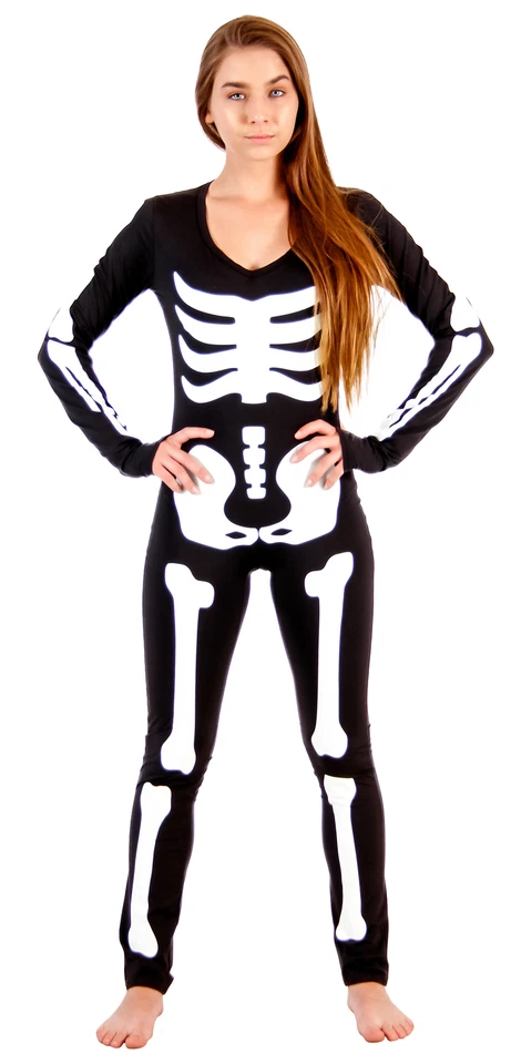 Para mujeres Esqueleto Completo Spandex Halloween Comic Con Disfraz Disfraz Body Foto 1 de 4