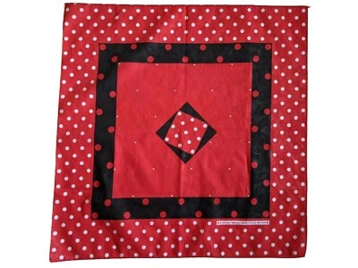 Vintage Red White Black Polka Dot Bandana USA RN14193 Floral Background Cubes  - Image 1 of 4