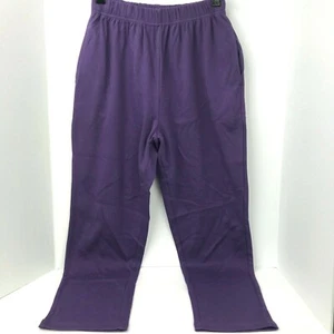 Woman Within Größe M zierlich lila 7 Tage Baumwolle Strick gerades Bein Hose Taschen - Bild 1 von 5