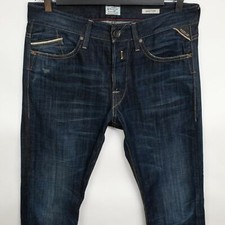 REPLAY WAITOM M983 W30 L32 DARK BLUE AGED MEN'S JEANS STRAIGHT ITALY DENIM