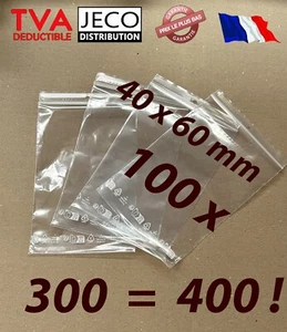 LOT 100 sachets zip 40x60 transparent plastique zip pochettes pochons 4x6 50µ - Imagen 1 de 1