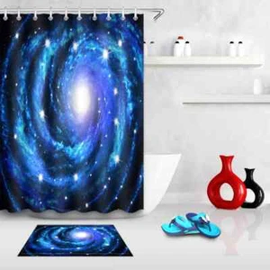 Silver Hole Waterproof Bathroom Polyester Shower Curtain Liner Water Resistant - Bild 1 von 8