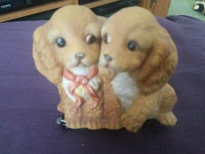 VINTAGE Homco 1988 Masterpiece Porcelain Cocker Spaniel Pups Figurine - Picture 1 of 6