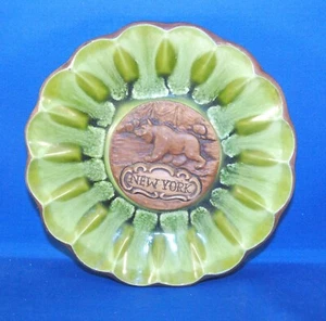 Piatto da portata vintage Treasure Craft New York ceramica verde misura 8" - Foto 1 di 4