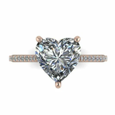 3.75 ct Heart Shape Diamond Rose Silver Ring VVS1/D Lab Created Christmas Gift - Image 1 of 4