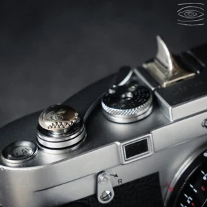 925 Silver Shutter Release Button Hot Shoe Cover Cap Shark F Fujilm Leica Camera - Picture 1 of 25