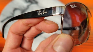 Vintage Ray-Ban 'RB 3386 ' Metal Aviator Silver & Purple Sonnenbrille RARE ITALY - Bild 1 von 14