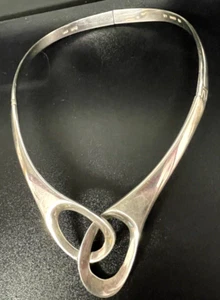 Vintage Cara Mexico 925 Silver Choker Hinged Collar Necklace, 92.3 grams - Picture 1 of 8