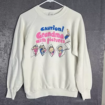 Vintage 1989 CAUTION GRANDMA WITH PICTURES Sweatshirt Size Large by Painted Lady - Image 1 of 4