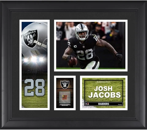 Josh Jacobs Los Vegas Raiders Framed 15" x 17" Player Collage with Cover