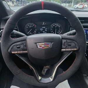 Cubierta de volante de coche personalizada de gamuza para Cadillac XT5 CT6 XT4 CT5 XTS XT6 CT4 - Imagen 1 de 6
