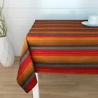 Urban Villa - Cuisine Stripes Red Multi Color Table Cloth - 100% Cotton - Size 5