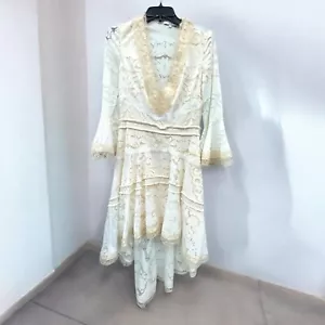 Alexis Ash Midikleid perlweiß Damen High-Low geschnürt Fit & Flare Kleid Large - Bild 1 von 14
