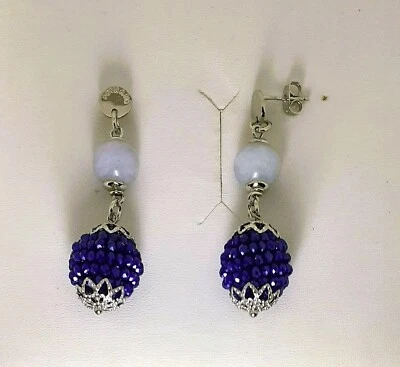 Orecchini Donna Sovrani J6142 Pendenti In Ottone Con Cristalli Blu - Immagine 1 di 3