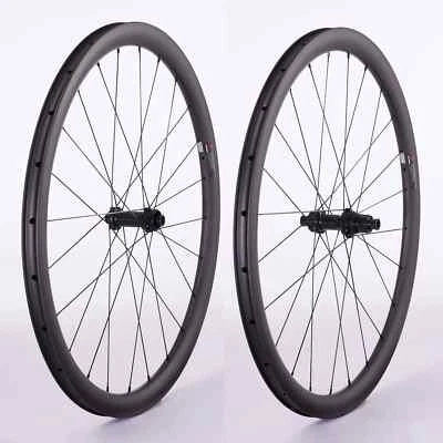 Superleichte 700C Carbon Road Fahrrad Radsatz Drahtreifen Röhrenlos Steckachse - Bild 1 von 4