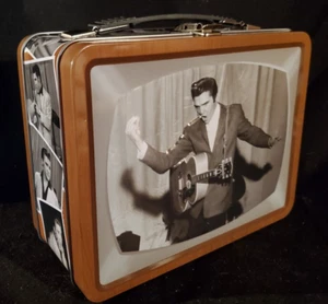 ELVIS PRESLEY - Large Tin Tote / Metal Lunch Box - Classic 1950's TV Design - Picture 1 of 7