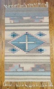 4' 2"x 2.5' Square Native American Navajo Style Rug - Hand Made - 100% Wool - Picture 1 of 11