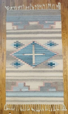 4' 2"x 2.5' Square Native American Navajo Style Rug - Hand Made - 100% Wool - Image 1 of 4