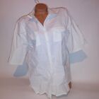 Duo Maternity Button Up Shirt Womens Xl White Solid Pockets Short Sleeve