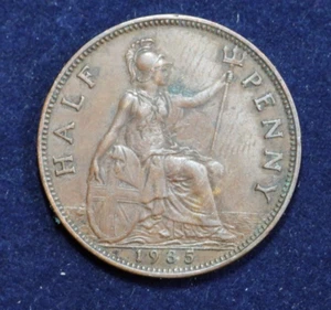 1935 UK GB Great Britain Bronze 1/2 Half Penny George V - Picture 1 of 5
