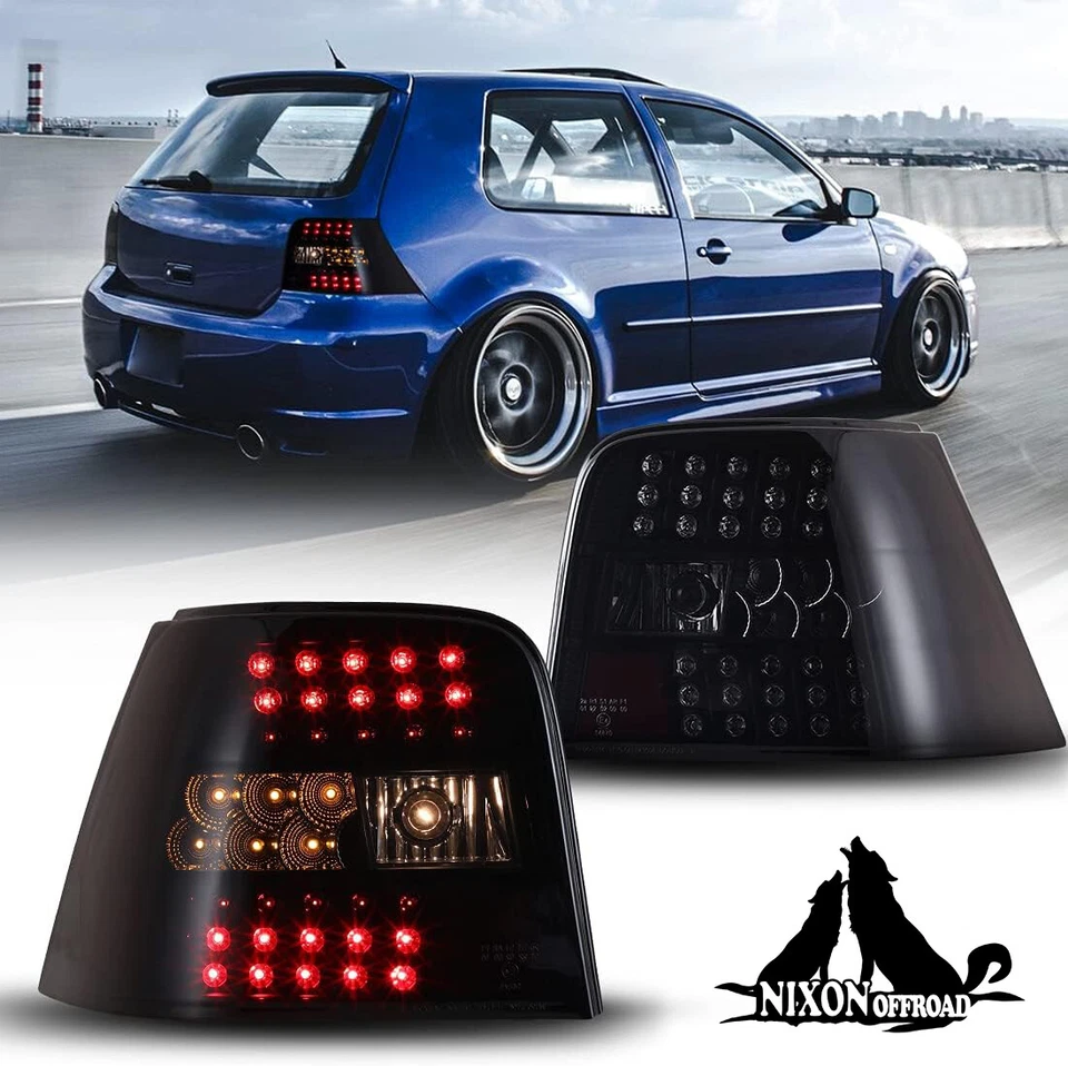 For 1999-2004 Volkswagen Golf GTI MK4 LED Tail Lights Black Smoke Rear Lamps VW - Imagem 1 de 4