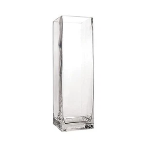 Enova Home Rectangle Shape Clear Glass Vase 2.0" W x 8.0" H Clear 2.0" W x 8.0" - Picture 1 of 4