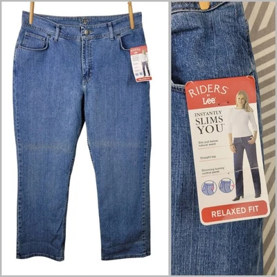 NEW Vtg Lee Rider Jeans Plus 18 Petite 18W Blue Medium Wash High Rise Relaxed - Image 1 of 4