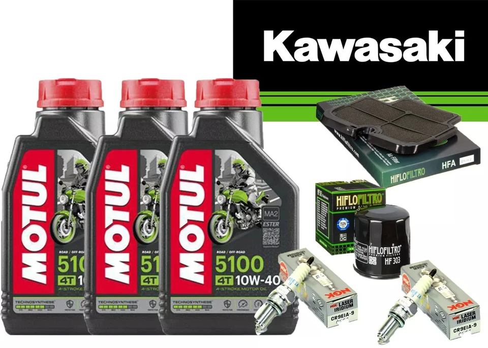KIT TAGLIANDO KAWASAKI ER/6N 650 2009 2012 FILTRO ARIA OLIO 5100 10W40 CANDELE - Immagine 1 di 1
