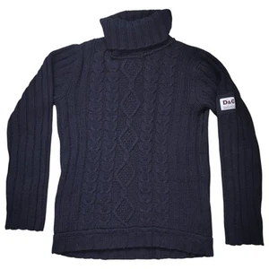 D&G Dolce Gabbana Men’s Large Navy Wool Jumper Roll Neck Merino Cashmere Blend - Picture 1 of 12