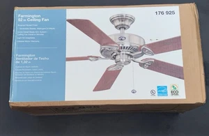 Farmington By Hampton Bay  52 in. Indoor Brushed Nickel Ceiling Fan 176925 New - Picture 1 of 6