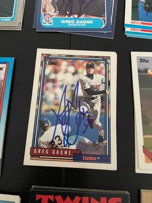 Twins Greg Gagne Signed Topps 1992 Card - Imagem 1 de 3