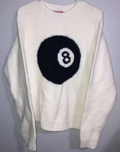 Edikted weiß schwarz Magic 8 Ball weicher Chenille Grobstrick Oversize Pullover M - Bild 1 von 6