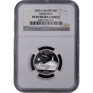 2006-S Silver Nebraska State Quarter - Proof ~ NGC PF 69 ULTRA CAMEO - Picture 1 of 2
