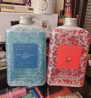 Crabtree & Evelyn Bubble Bath 2 x 22 Ounce Rosewater + Nantucket Briar Relax Tub - Image 1 of 4