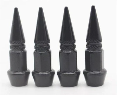 4X Integrally formed Aluminum Spike Valve Stem Caps Wheel Tire Air Cap Black - Image 1 of 3