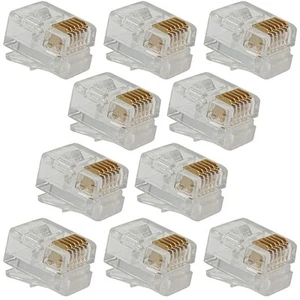 10 Pack RJ11-6 Modular Plugs, 6P6C, Twisted Solid Wire - Picture 1 of 4