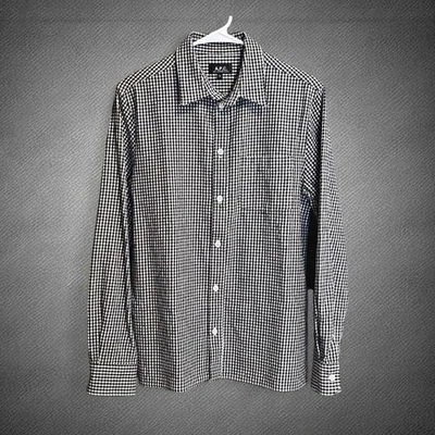 A.P.C. Flannel Shirt Mens Small Heavyweight Cotton Gingham Long Sleeve Button Up - Imagem 1 de 4