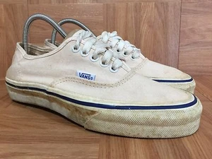 Vintage🇺🇸 VANS NOSS Made In The USA White Canvas Blue Foxing Stripe 6.5 OG #15 - Picture 1 of 11