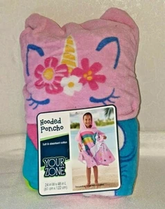 Your Zone Hooded Poncho Towel for Kids 24 x 48" Pink Unicorn NWT Beach Pool Bath - Picture 1 of 3