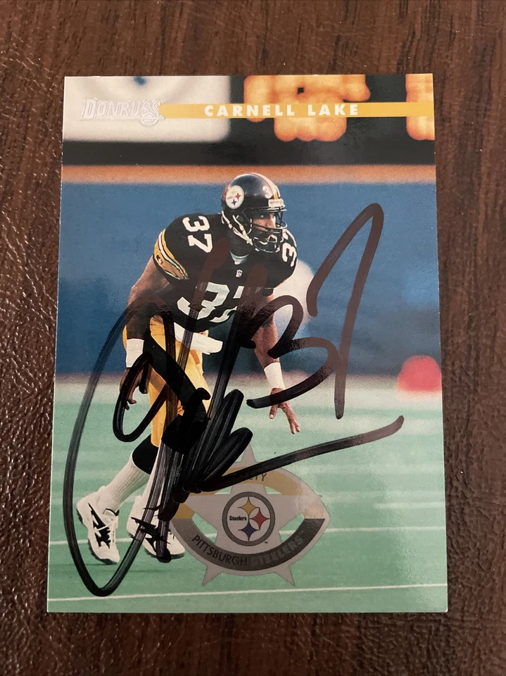 CARNELL LAKE 1996 DONRUSS AUTOGRAPHED SIGNED AUTO FOOTBALL CARD 127 STEELERS - Image 1 of 1