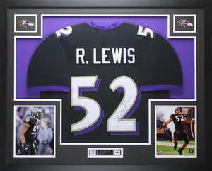 Ray Lewis Autographed & Framed Black Ravens Jersey Auto JSA COA - Picture 1 of 5