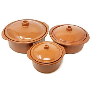 Casserole Dishes w/ Lids Terracotta Brown Kitchen Dining Oven Cooking Dishware - Picture 1 of 13