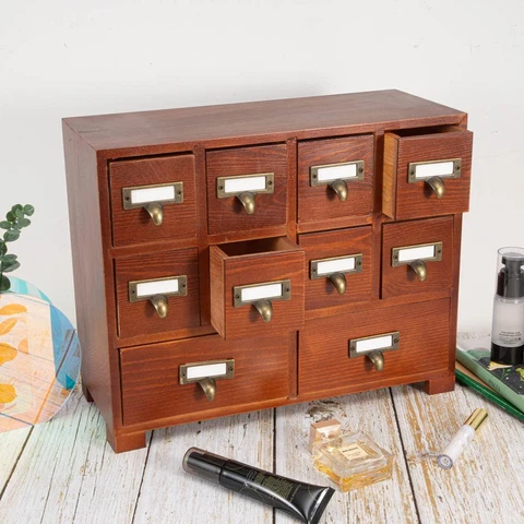 Apothecary Medicine Cabinet Rustic Wood Card Catalog Label Holder Vintage Drawer Cover