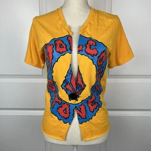 Tee-shirt graphique orange détressé à faire soi-même déchiré plongeant taille S - Photo 1/6
