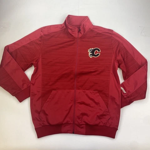 Calgary Flames G-III Carl Banks Mens Jacket Red Zipper Pockets Mock Neck XL New Cover